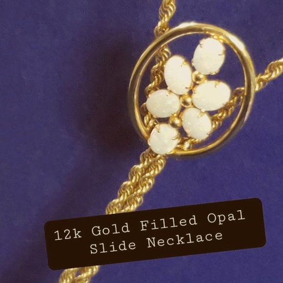 Beautiful  12kt Gold Filled Opal Slide Necklace - Picture 2 of 11